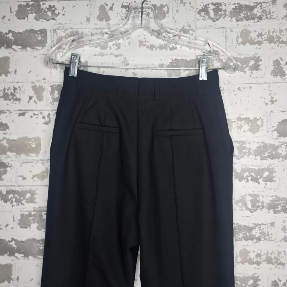 Escada Black Pintuck High Rise Straight Leg Trousers Pants Size 36‎ EU 6 US